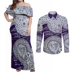 Fremantle Dockers NAIDOC Week 2026 Couples Matching Off Shoulder Maxi Dress and Long Sleeve Button Shirt Australian Aboriginal Dot Art Dreamtime Pattern Style