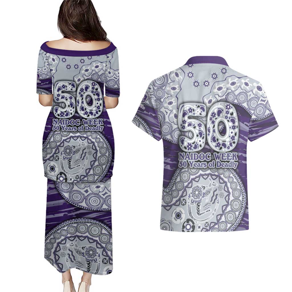 Fremantle Dockers NAIDOC Week 2026 Couples Matching Puletasi and Hawaiian Shirt Australian Aboriginal Dot Art Dreamtime Pattern Style