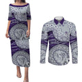 Fremantle Dockers NAIDOC Week 2026 Couples Matching Puletasi and Long Sleeve Button Shirt Australian Aboriginal Dot Art Dreamtime Pattern Style