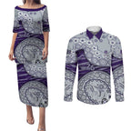 Fremantle Dockers NAIDOC Week 2026 Couples Matching Puletasi and Long Sleeve Button Shirt Australian Aboriginal Dot Art Dreamtime Pattern Style