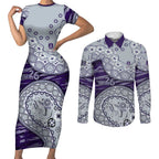 Fremantle Dockers NAIDOC Week 2026 Couples Matching Short Sleeve Bodycon Dress and Long Sleeve Button Shirt Australian Aboriginal Dot Art Dreamtime Pattern Style