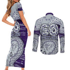 Fremantle Dockers NAIDOC Week 2026 Couples Matching Short Sleeve Bodycon Dress and Long Sleeve Button Shirt Australian Aboriginal Dot Art Dreamtime Pattern Style