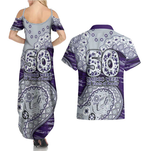 Fremantle Dockers NAIDOC Week 2026 Couples Matching Summer Maxi Dress and Hawaiian Shirt Australian Aboriginal Dot Art Dreamtime Pattern Style