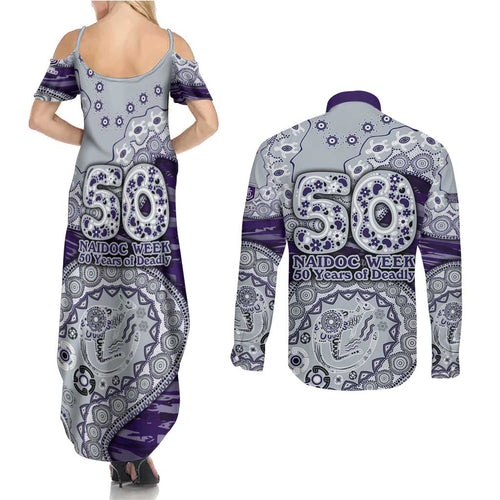 Fremantle Dockers NAIDOC Week 2026 Couples Matching Summer Maxi Dress and Long Sleeve Button Shirt Australian Aboriginal Dot Art Dreamtime Pattern Style