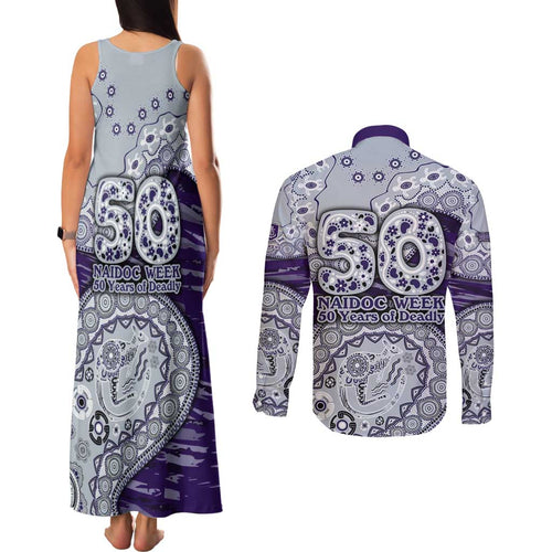 Fremantle Dockers NAIDOC Week 2026 Couples Matching Tank Maxi Dress and Long Sleeve Button Shirt Australian Aboriginal Dot Art Dreamtime Pattern Style