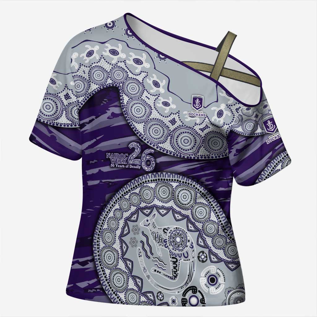 Fremantle Dockers NAIDOC Week 2026 Cross Shoulder Shirt Australian Aboriginal Dot Art Dreamtime Pattern Style