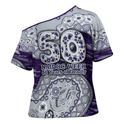 Fremantle Dockers NAIDOC Week 2026 Cross Shoulder Shirt Australian Aboriginal Dot Art Dreamtime Pattern Style