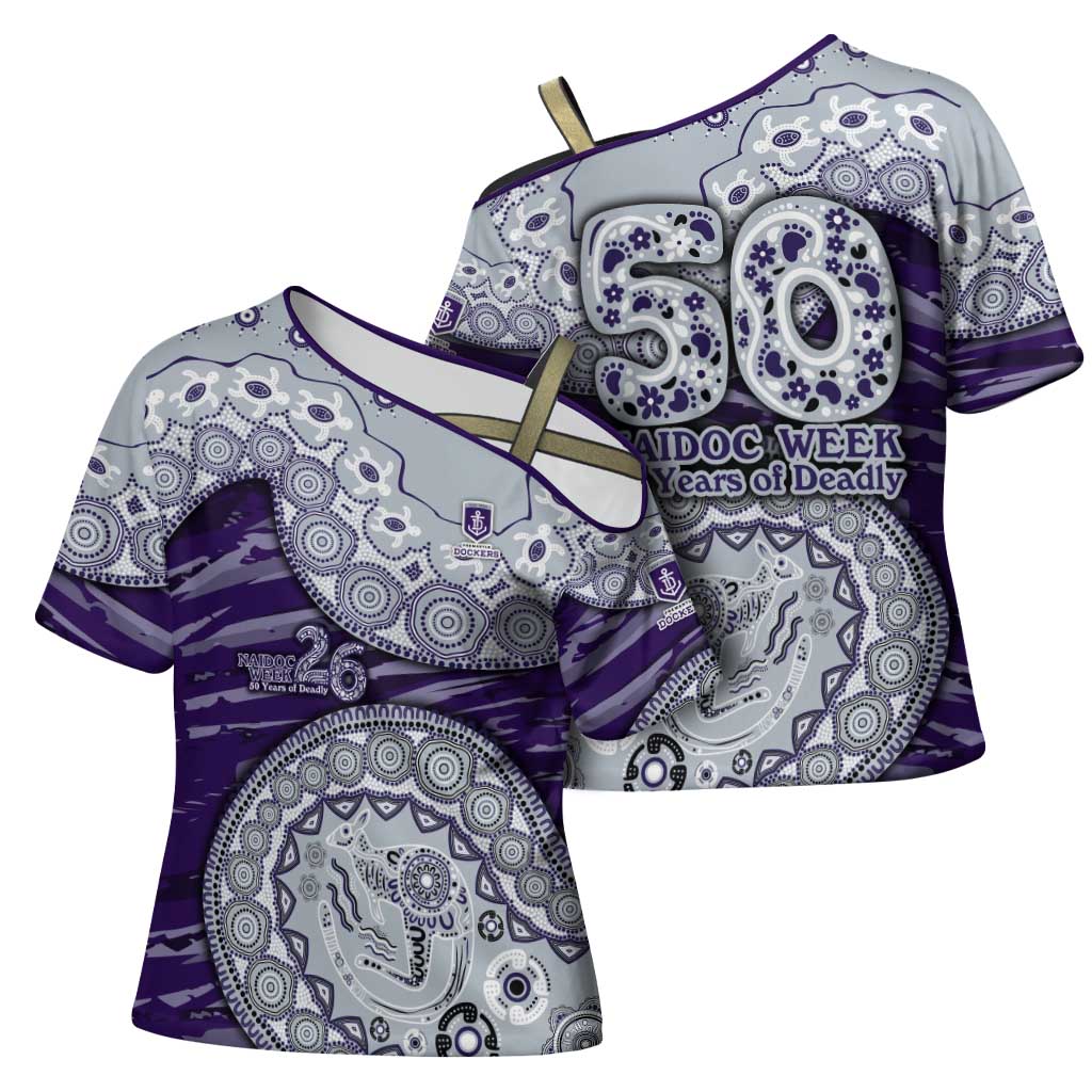 Fremantle Dockers NAIDOC Week 2026 Cross Shoulder Shirt Australian Aboriginal Dot Art Dreamtime Pattern Style