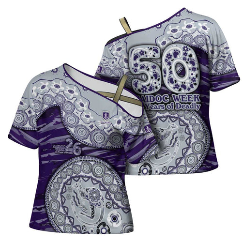 Fremantle Dockers NAIDOC Week 2026 Cross Shoulder Shirt Australian Aboriginal Dot Art Dreamtime Pattern Style