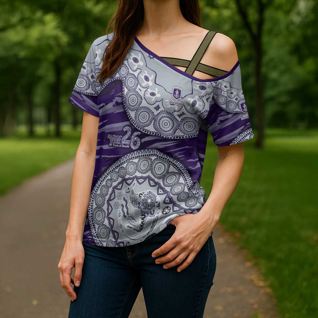 Fremantle Dockers NAIDOC Week 2026 Cross Shoulder Shirt Australian Aboriginal Dot Art Dreamtime Pattern Style