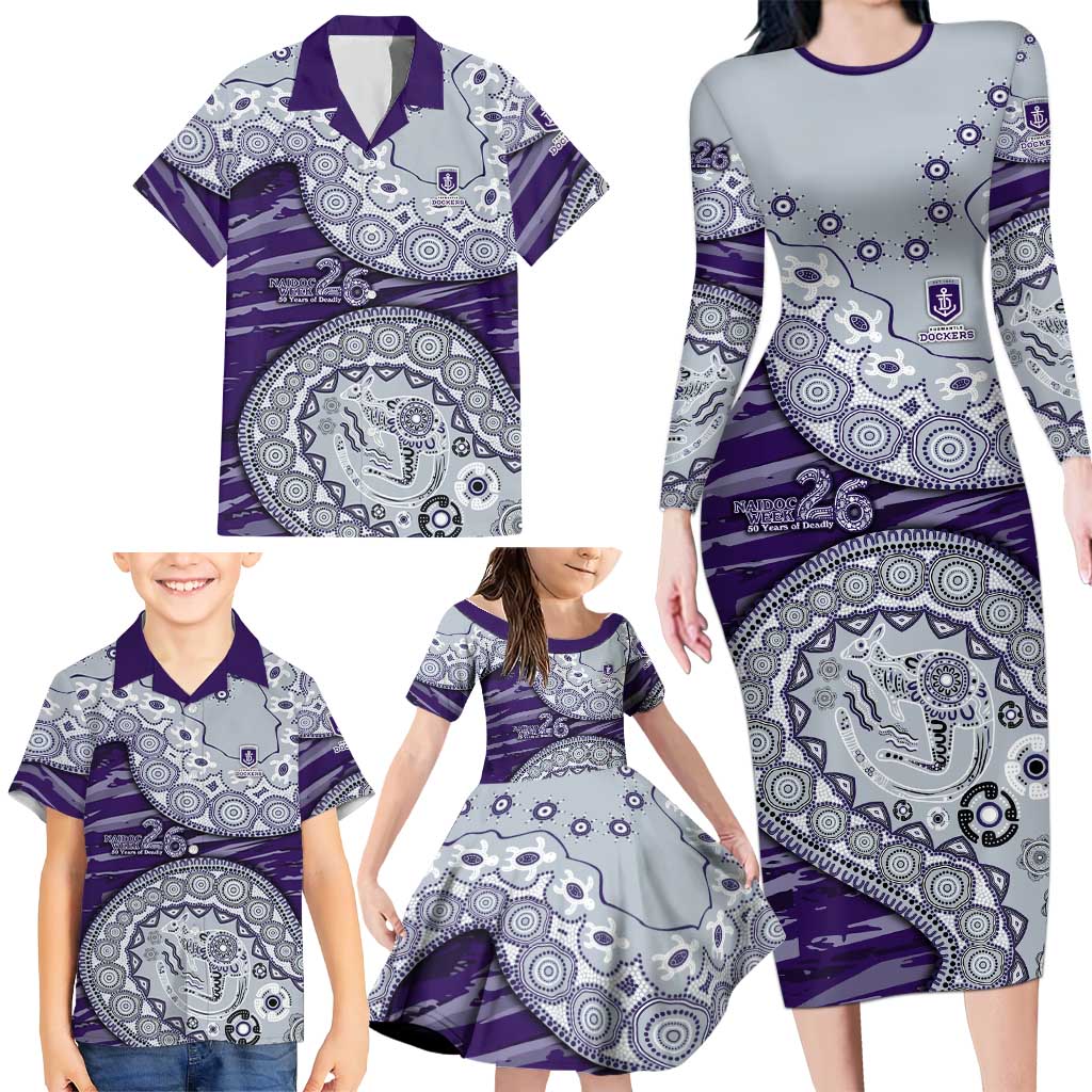 Fremantle Dockers NAIDOC Week 2026 Family Matching Long Sleeve Bodycon Dress and Hawaiian Shirt Australian Aboriginal Dot Art Dreamtime Pattern Style