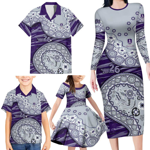 Fremantle Dockers NAIDOC Week 2026 Family Matching Long Sleeve Bodycon Dress and Hawaiian Shirt Australian Aboriginal Dot Art Dreamtime Pattern Style