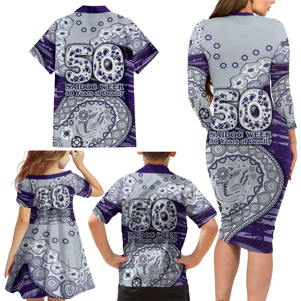 Fremantle Dockers NAIDOC Week 2026 Family Matching Long Sleeve Bodycon Dress and Hawaiian Shirt Australian Aboriginal Dot Art Dreamtime Pattern Style