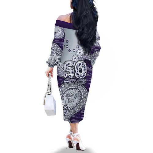 Fremantle Dockers NAIDOC Week 2026 Family Matching Off The Shoulder Long Sleeve Dress and Hawaiian Shirt Australian Aboriginal Dot Art Dreamtime Pattern Style
