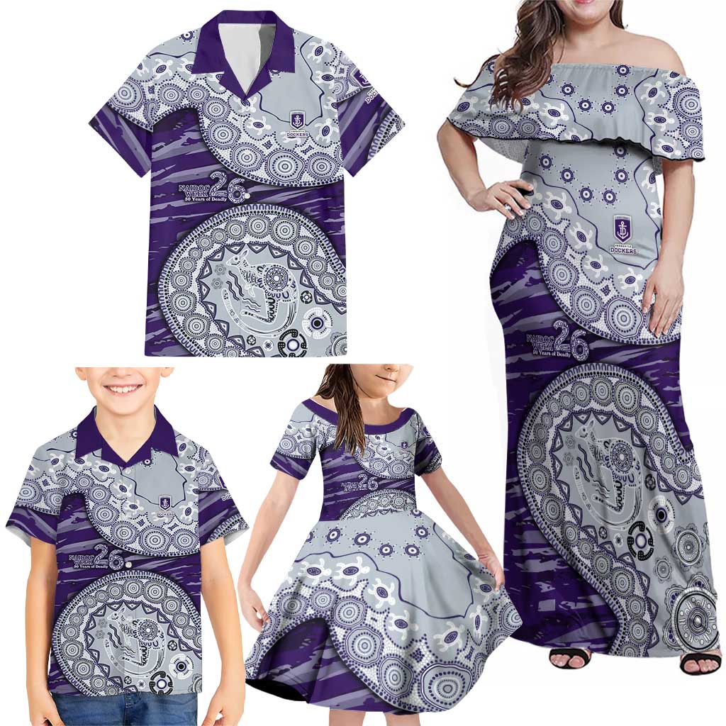 Fremantle Dockers NAIDOC Week 2026 Family Matching Off Shoulder Maxi Dress and Hawaiian Shirt Australian Aboriginal Dot Art Dreamtime Pattern Style