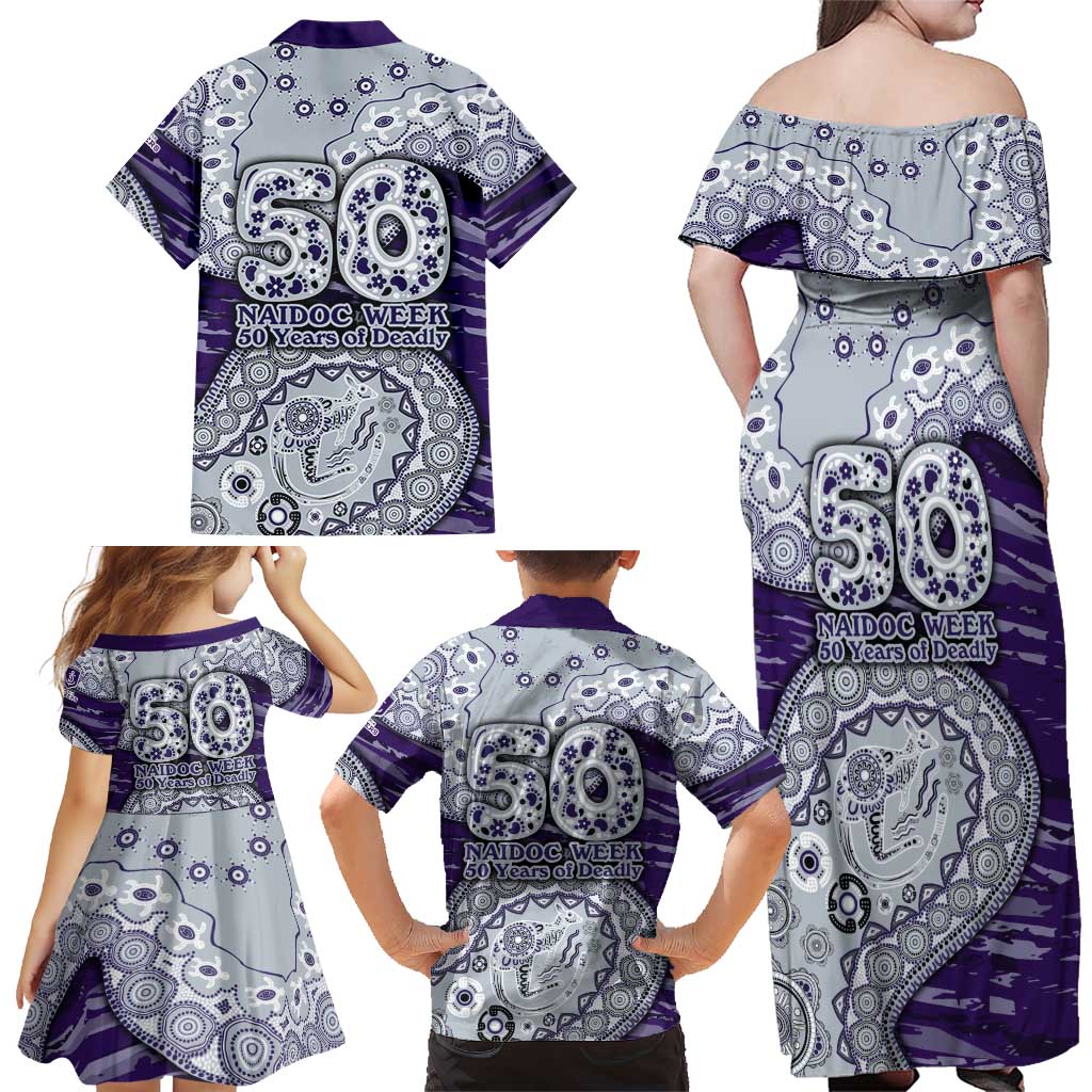 Fremantle Dockers NAIDOC Week 2026 Family Matching Off Shoulder Maxi Dress and Hawaiian Shirt Australian Aboriginal Dot Art Dreamtime Pattern Style
