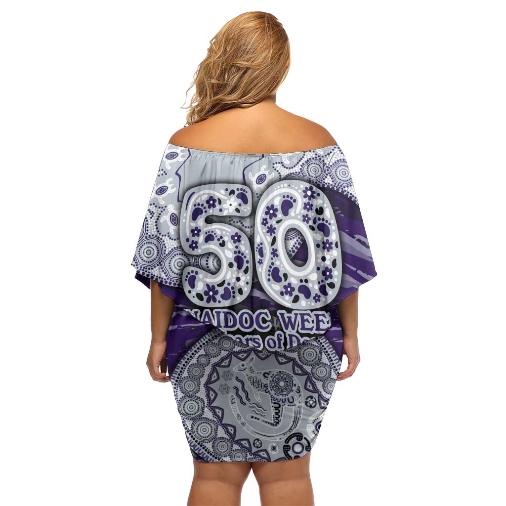 Fremantle Dockers NAIDOC Week 2026 Family Matching Off Shoulder Short Dress and Hawaiian Shirt Australian Aboriginal Dot Art Dreamtime Pattern Style