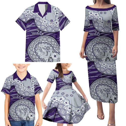 Fremantle Dockers NAIDOC Week 2026 Family Matching Puletasi and Hawaiian Shirt Australian Aboriginal Dot Art Dreamtime Pattern Style
