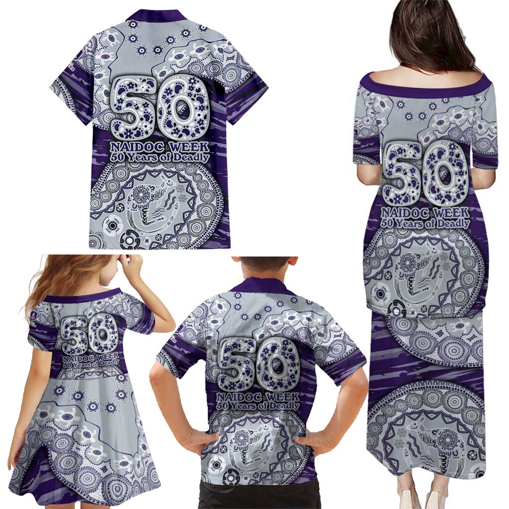 Fremantle Dockers NAIDOC Week 2026 Family Matching Puletasi and Hawaiian Shirt Australian Aboriginal Dot Art Dreamtime Pattern Style