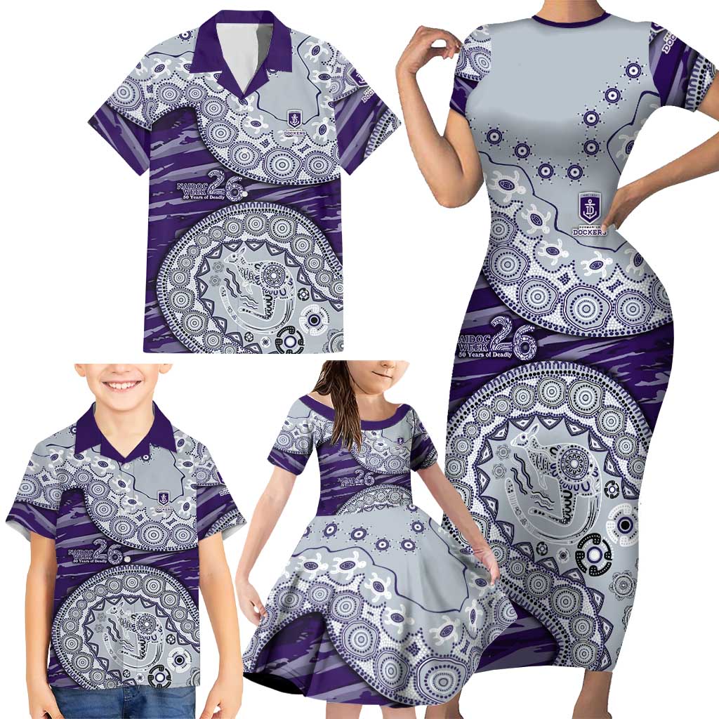 Fremantle Dockers NAIDOC Week 2026 Family Matching Short Sleeve Bodycon Dress and Hawaiian Shirt Australian Aboriginal Dot Art Dreamtime Pattern Style