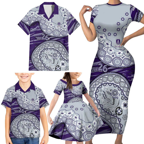 Fremantle Dockers NAIDOC Week 2026 Family Matching Short Sleeve Bodycon Dress and Hawaiian Shirt Australian Aboriginal Dot Art Dreamtime Pattern Style