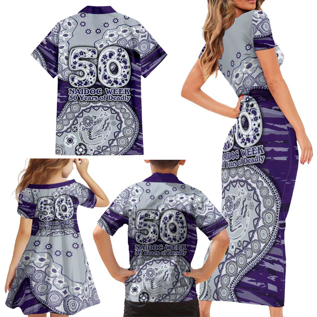 Fremantle Dockers NAIDOC Week 2026 Family Matching Short Sleeve Bodycon Dress and Hawaiian Shirt Australian Aboriginal Dot Art Dreamtime Pattern Style