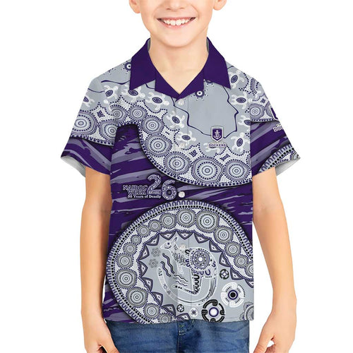 Fremantle Dockers NAIDOC Week 2026 Family Matching Short Sleeve Bodycon Dress and Hawaiian Shirt Australian Aboriginal Dot Art Dreamtime Pattern Style