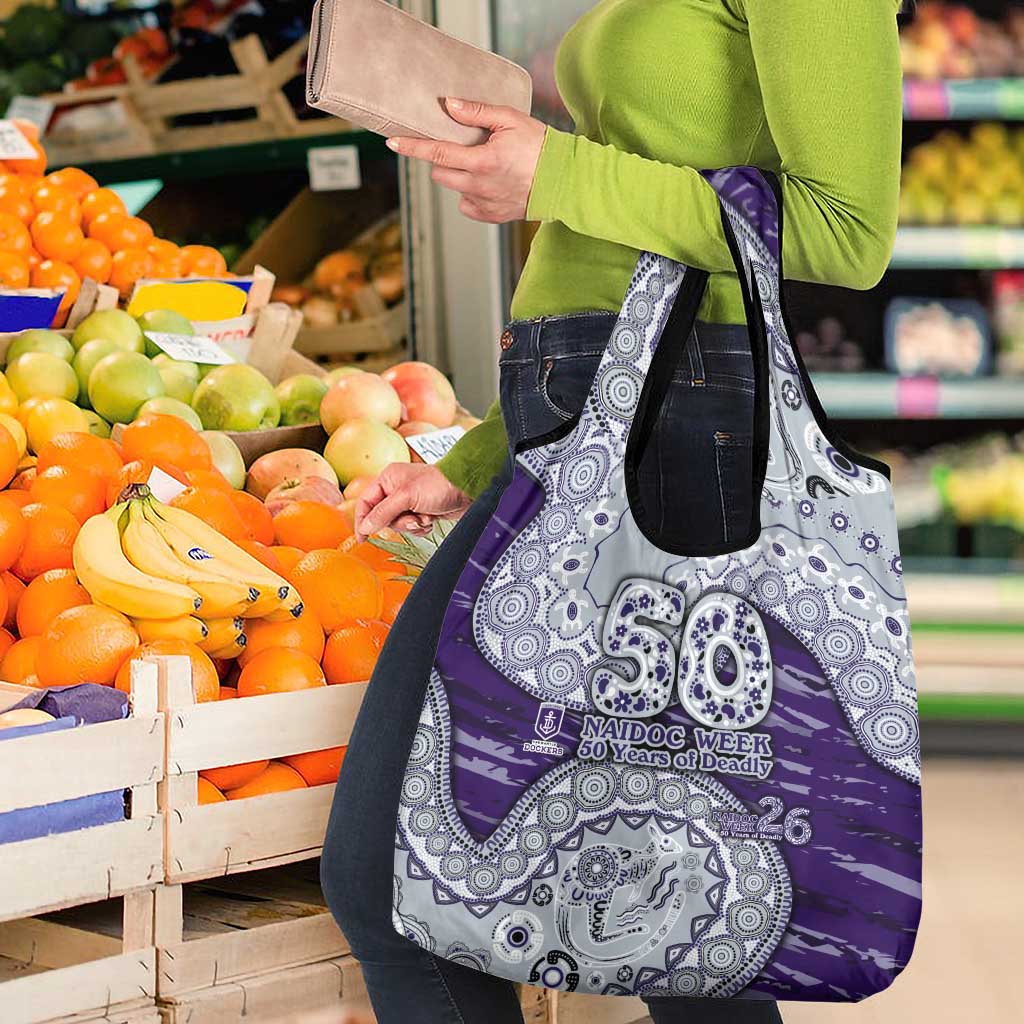 Fremantle Dockers NAIDOC Week 2026 Grocery Bag Australian Aboriginal Dot Art Dreamtime Pattern Style