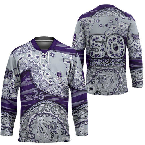 Fremantle Dockers NAIDOC Week 2026 Hockey Jersey Australian Aboriginal Dot Art Dreamtime Pattern Style