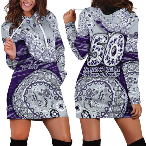 Fremantle Dockers NAIDOC Week 2026 Hoodie Dress Australian Aboriginal Dot Art Dreamtime Pattern Style