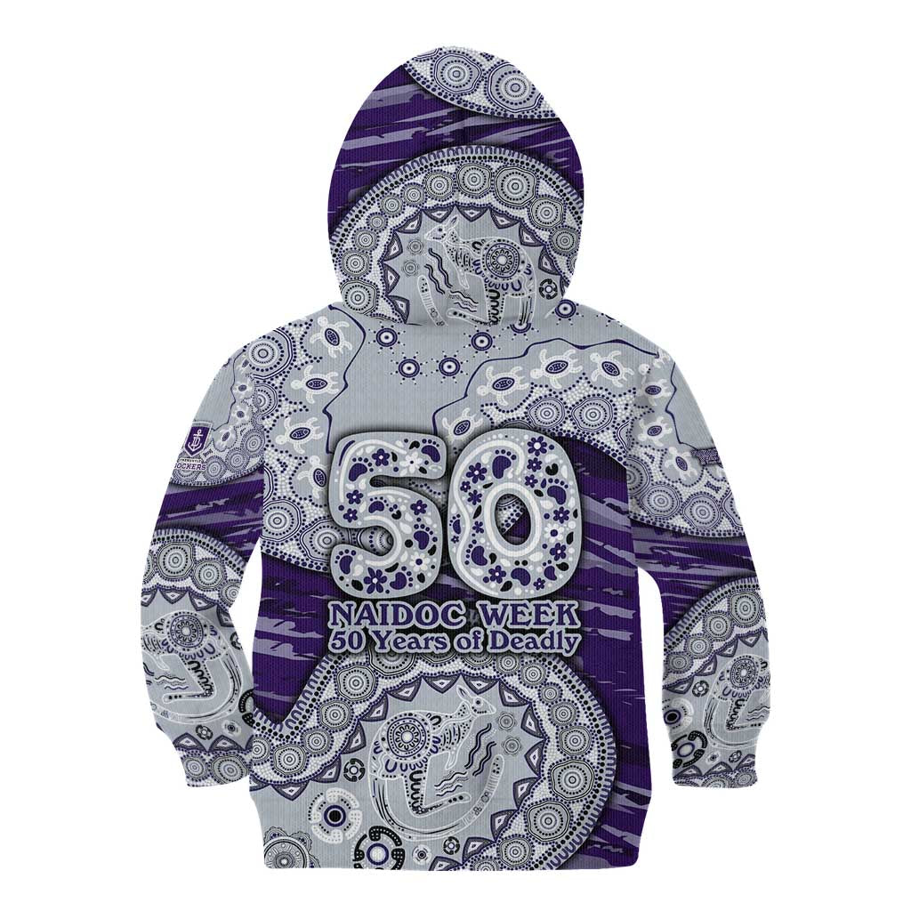Fremantle Dockers NAIDOC Week 2026 Kid Hoodie Australian Aboriginal Dot Art Dreamtime Pattern Style