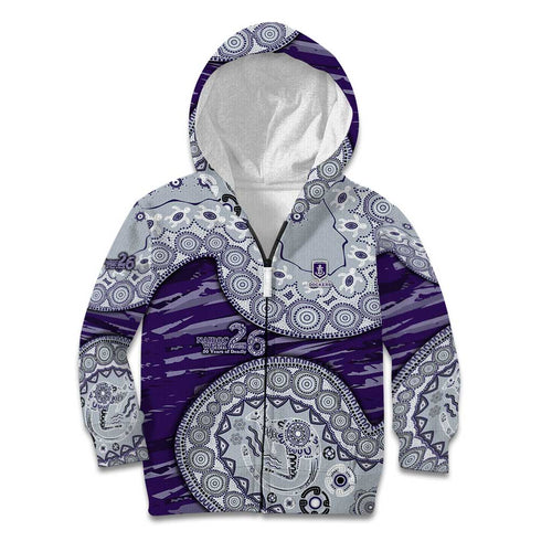 Fremantle Dockers NAIDOC Week 2026 Kid Hoodie Australian Aboriginal Dot Art Dreamtime Pattern Style