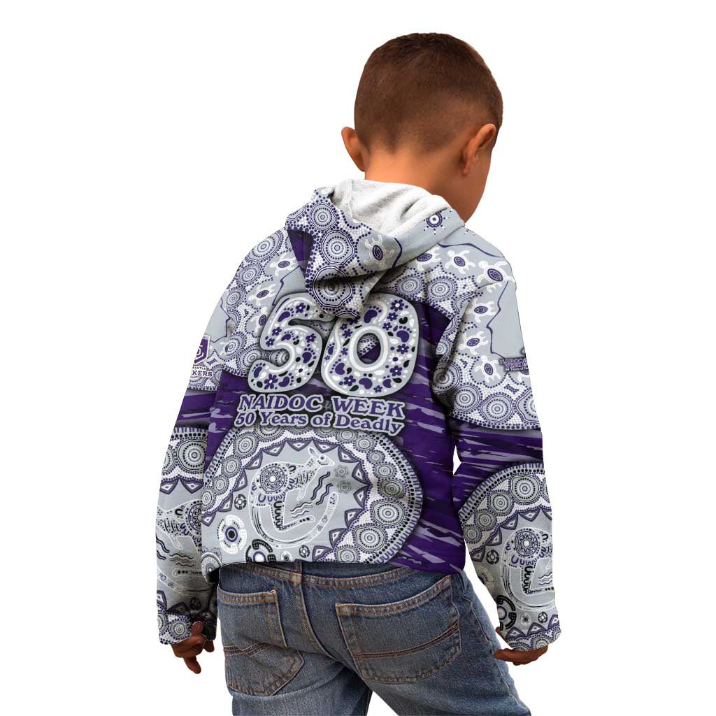 Fremantle Dockers NAIDOC Week 2026 Kid Hoodie Australian Aboriginal Dot Art Dreamtime Pattern Style