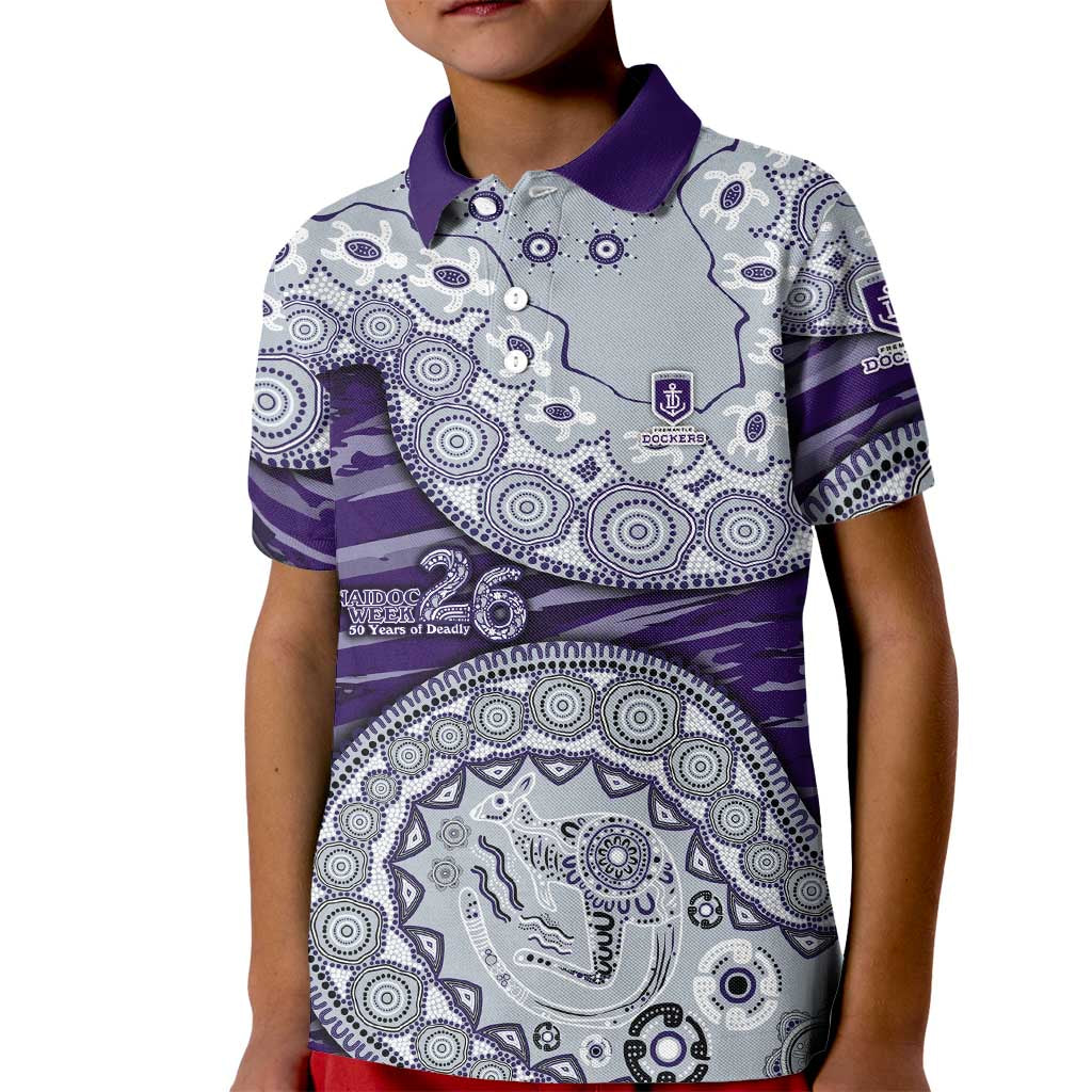 Fremantle Dockers NAIDOC Week 2026 Kid Polo Shirt Australian Aboriginal Dot Art Dreamtime Pattern Style