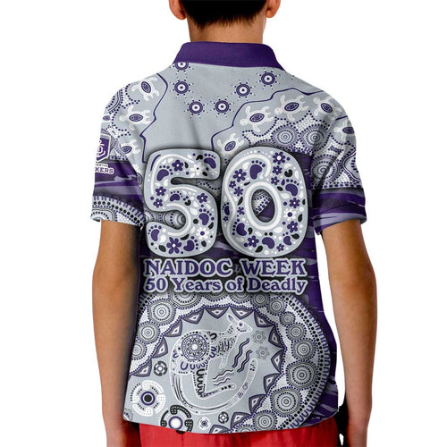 Fremantle Dockers NAIDOC Week 2026 Kid Polo Shirt Australian Aboriginal Dot Art Dreamtime Pattern Style