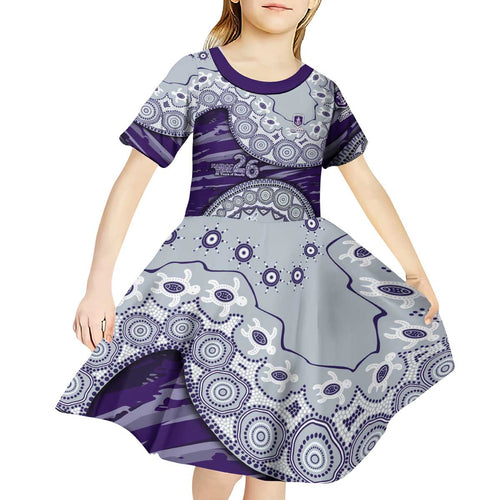 Fremantle Dockers NAIDOC Week 2026 Kid Short Sleeve Dress Australian Aboriginal Dot Art Dreamtime Pattern Style
