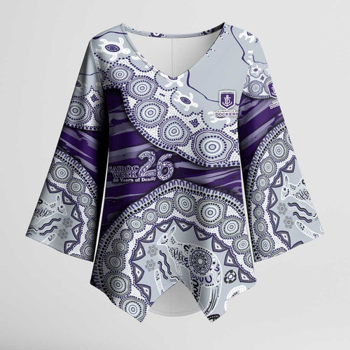 Fremantle Dockers NAIDOC Week 2026 Kimono Sleeve Blouse Australian Aboriginal Dot Art Dreamtime Pattern Style