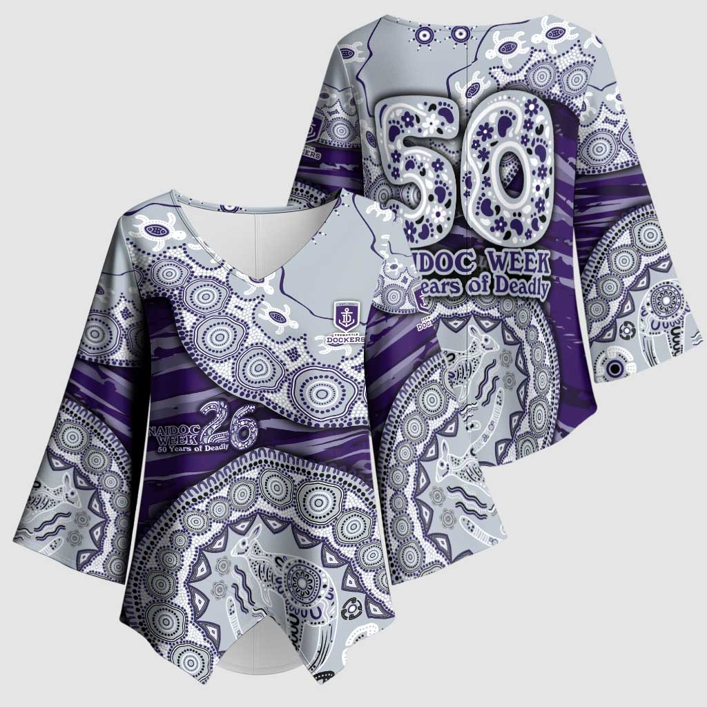 Fremantle Dockers NAIDOC Week 2026 Kimono Sleeve Blouse Australian Aboriginal Dot Art Dreamtime Pattern Style