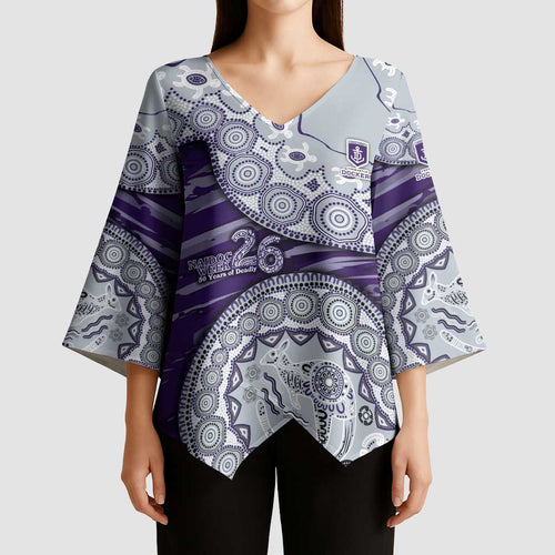 Fremantle Dockers NAIDOC Week 2026 Kimono Sleeve Blouse Australian Aboriginal Dot Art Dreamtime Pattern Style