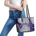 Fremantle Dockers NAIDOC Week 2026 Leather Tote Bag Australian Aboriginal Dot Art Dreamtime Pattern Style