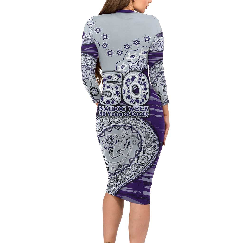 Fremantle Dockers NAIDOC Week 2026 Long Sleeve Bodycon Dress Australian Aboriginal Dot Art Dreamtime Pattern Style