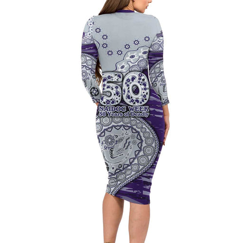 Fremantle Dockers NAIDOC Week 2026 Long Sleeve Bodycon Dress Australian Aboriginal Dot Art Dreamtime Pattern Style