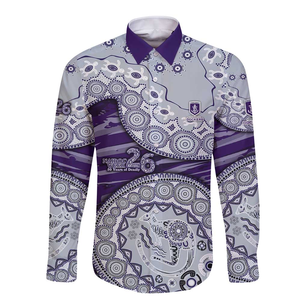 Fremantle Dockers NAIDOC Week 2026 Long Sleeve Button Shirt Australian Aboriginal Dot Art Dreamtime Pattern Style