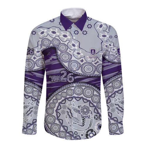 Fremantle Dockers NAIDOC Week 2026 Long Sleeve Button Shirt Australian Aboriginal Dot Art Dreamtime Pattern Style