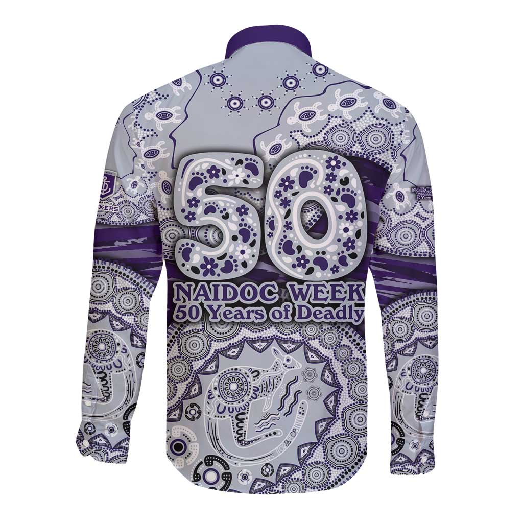 Fremantle Dockers NAIDOC Week 2026 Long Sleeve Button Shirt Australian Aboriginal Dot Art Dreamtime Pattern Style