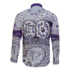 Fremantle Dockers NAIDOC Week 2026 Long Sleeve Button Shirt Australian Aboriginal Dot Art Dreamtime Pattern Style