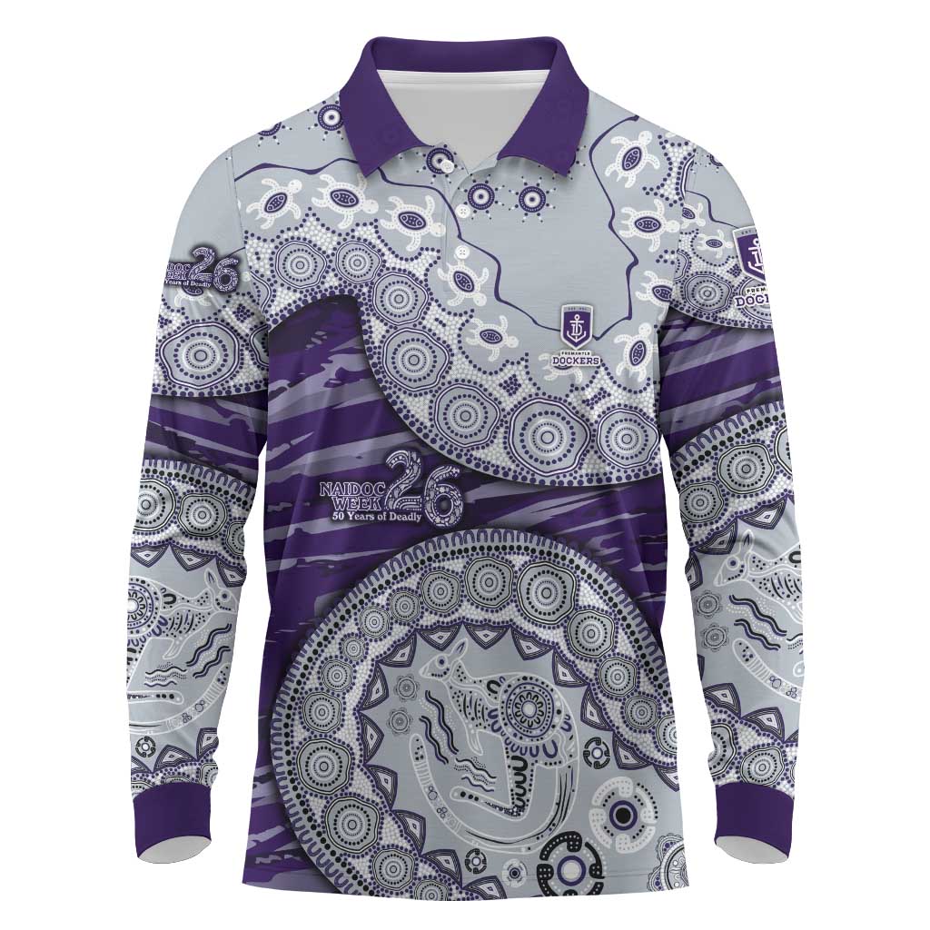Fremantle Dockers NAIDOC Week 2026 Long Sleeve Polo Shirt Australian Aboriginal Dot Art Dreamtime Pattern Style