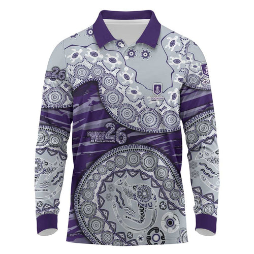 Fremantle Dockers NAIDOC Week 2026 Long Sleeve Polo Shirt Australian Aboriginal Dot Art Dreamtime Pattern Style