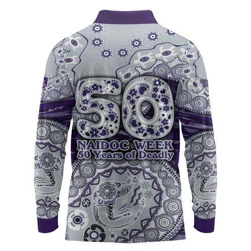 Fremantle Dockers NAIDOC Week 2026 Long Sleeve Polo Shirt Australian Aboriginal Dot Art Dreamtime Pattern Style
