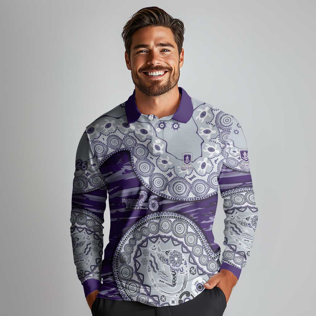 Fremantle Dockers NAIDOC Week 2026 Long Sleeve Polo Shirt Australian Aboriginal Dot Art Dreamtime Pattern Style